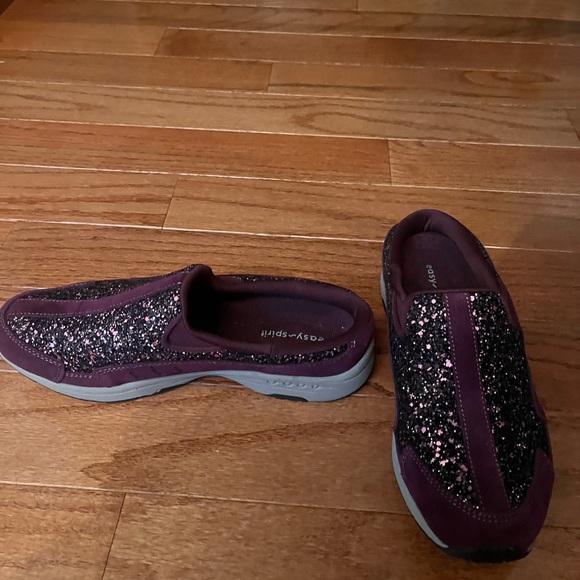 Easy Spirit Women's Sparkle Slip-On Sneakers - Dark Purple and Black - Picture 2 of 6